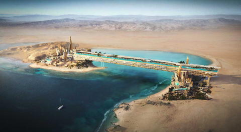 La impresionante "piscina infinita" de Arabia Saudita construida sobre un lago a 36 metros de altura