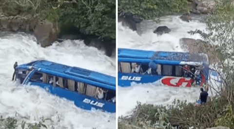 Chachapoyas: bus interprovincial con pasajeros cae al río Utcubamba y reportan policía desaparecido