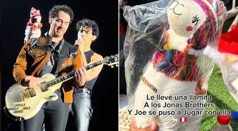 Peruana regaló llamita a los Jonas Brothers y cantantes la mostraron en sus conciertos: “Se fue de gira”