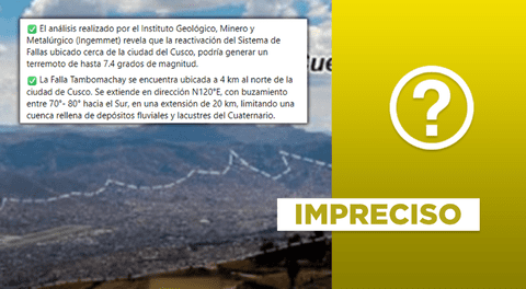 Ingemmet no “reveló” recientemente que falla Tambomachay generaría un terremoto de 7.4 en Cusco