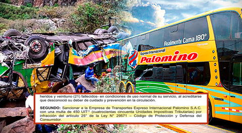 Transportes Palomino debe pagar más de S/2 millones de multa por accidente con 21 muertos en 2019