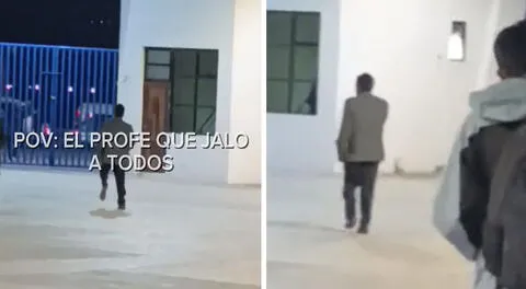 Docente peruano sale saltando de universidad  y alumnos reaccionan: "Después de jalar a todos"