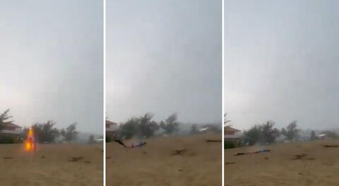 El momento exacto en el que un rayo cae sobre 3 niños que caminaban en una playa de Puerto Rico