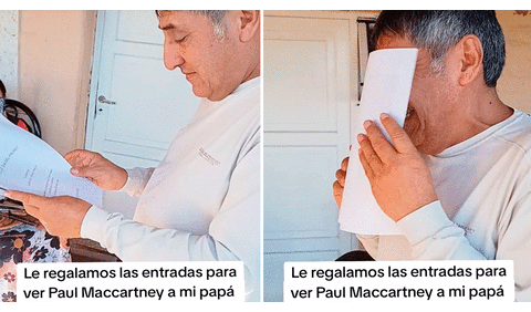 Hombre llora de emoción al ver que su hija le regaló entrada para concierto de Paul McCartney