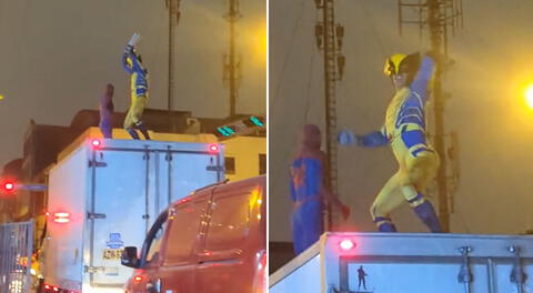 Captan a ‘Spider-Man’y ‘Wolverine’ bailando sobre camión en Perú y usuarios bromean: “Son las escenas postcréditos”