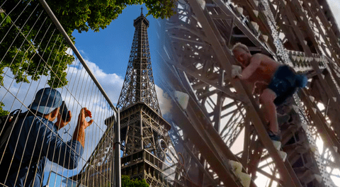 Hombre escala Torre Eiffel y es detenido previo a la ceremonia de clausura de Paris 2024