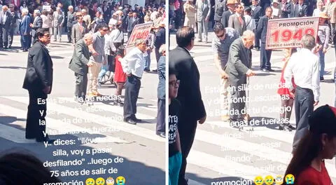 Hombre de 101 años protagoniza emotivo momento al desfilar con su colegio en Ayacucho