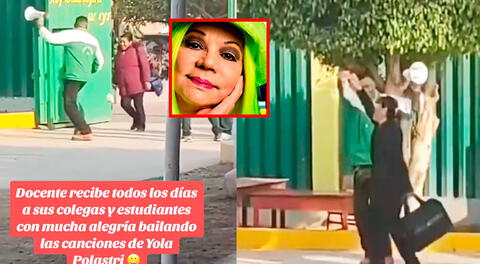 Profesor peruano desata risas al recibir a colegas y alumnos con tema de Yola Polastri: “Quiso ser burbujito”