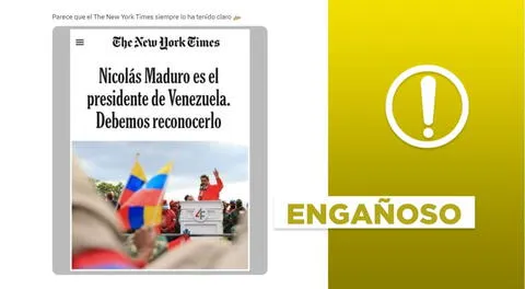 Portada del New York Times que reconoce a Nicolás Maduro como presidente de Venezuela no es actual