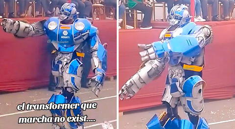 Senati presentó su transformers en desfile y causa sensación en redes: “Senatinus Prime”