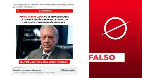 La República no difundió esta nota sobre Mario Vargas Llosa: es una portada falsa