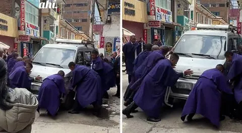 Peruanos cargaron auto estacionado en plena procesión del Señor de los Milagros