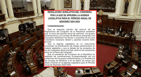 Congreso oficializa agenda legislativa 2024-2025: ¿Cuáles son los proyectos de ley priorizados?