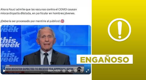 Video no muestra a Anthony Fauci admitiendo “ahora” que vacunas contra COVID-19 causan “miocardiopatía dilatada”