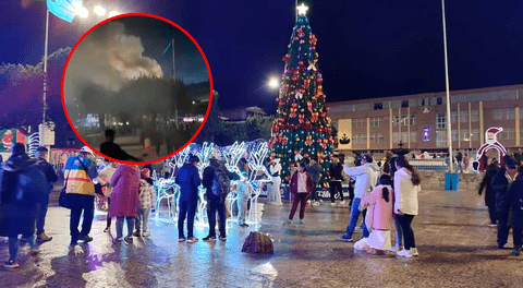 Encendido de árbol en Juliaca termina en amago de incendio durante celebración navideña en plaza de Armas