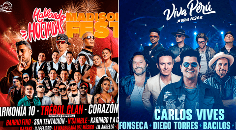 Conciertos en Lima del 13 al 15 de diciembre con Carlos Vives, Trébol Clan, Fonseca, Cuarteto de Nos y Marco Antonio Guerrero