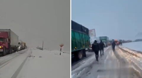 Carretera Central bloqueada: fuerte nevada en Ticlio deja cientos de vehículos varados