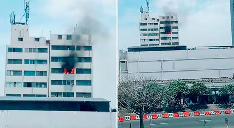 Reportan incendio en edificio cerca al Centro Cívico de Lima: llamas consumen uno de los pisos