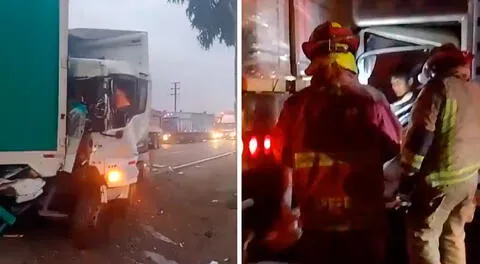 Doble accidente en la Panamericana Sur: una persona atrapada y múltiple choque de tráileres en Lurín