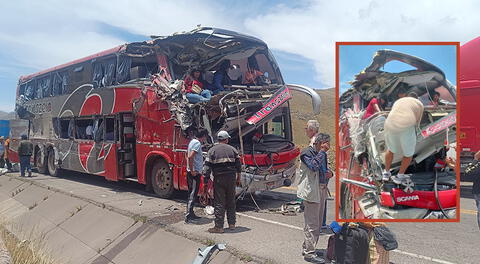 Bus interprovincial choca contra cerro en la carretera Arequipa - Puno: un muerto y varios pasajeros heridos