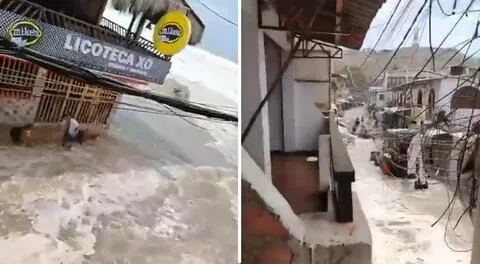 Oleaje anómalo inunda locales en playas de Lobitos, en Piura: piden evacuar litorales para evitar tragedias