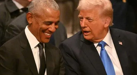 Trump y Obama fueron captados sonriendo en velorio del expresidente de USA Jimmy Carter pese a sus posturas políticas