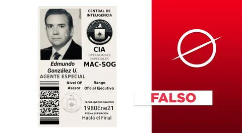 Es falsa esta credencial de "agente especial de la CIA" atribuida a Edmundo González