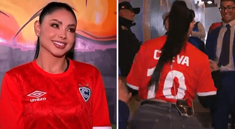 Pamela Franco sorprende al lucir camiseta de Christian Cueva en 'Noche del Rojo Imperial' de Cienciano: "Siempre arriba"