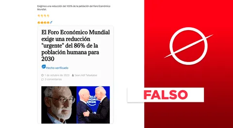 El Foro Económico Mundial no "exige una reducción" del 86% de la población para 2030