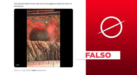 Video no muestra a un actor siendo aplastado por una roca durante una obra de Indiana Jones que "salió mal"