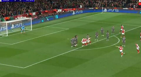 ¡Nuevo golazo de tiro libre! Rice vuelve a sorprender al Real Madrid y marca el 2-0 para el Arsenal