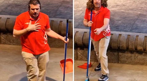 Personal de limpieza imita a David Bisbal mientras barre y se vuelve viral: "¡Que le suban el sueldo!"