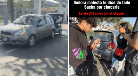Señora furiosa le reclama a streamer Sacha por chocar su carro con su moto: "Ustedes manejan como **"
