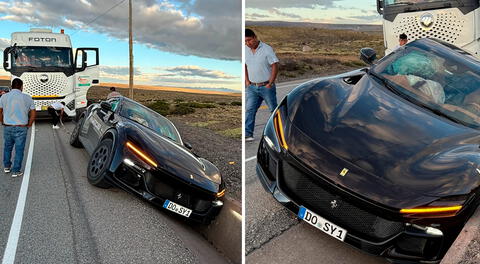 Exclusivo Ferrari de más de $1 millón sufre aparatoso accidente en Panamericana Sur durante travesía hacia Alaska