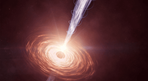 Científicos detectaron un gigante rayo de luz iluminado por el Big Bang saliendo de un agujero negro de 11.000 millones de años