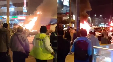 Auto en llamas alarma transeúntes en Surquillo: incidente ocurrió a metros de estación Angamos del Metropolitano