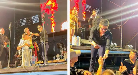 Chechito interrumpe su concierto para ayudar a hombre invidente a vender caramelos al público y en redes lo aplauden: “Gran gesto”