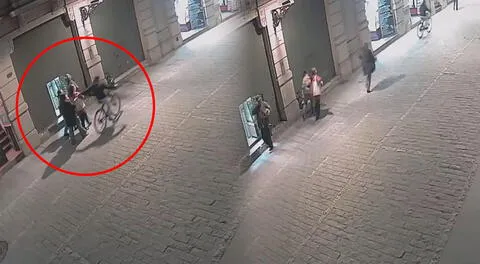 Inseguridad en Cercado de Lima: hombre en bicicleta roba celular a una mujer cerca a Palacio de Gobierno