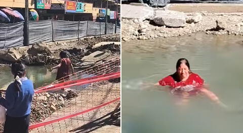 Peruana deja en shock a usuarios de TikTok luego de bañarse en medio de una construcción: “No era una piscina”