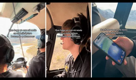 Lleva a su novio a pasear en helicóptero y él aprovecha para jugar Pokémon GO: "El verdadero fly"