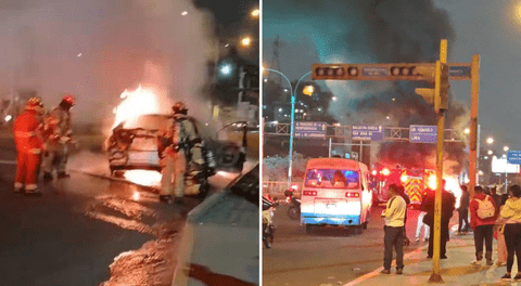 Auto se incendia en el Rímac en vías hacia Acho: no se reportan heridos ni fallecidos, según bomberos