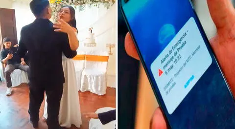 Alarma de Sismate comienza a sonar durante el primer vals de recién casados y en redes bromean: “Fue un baile con movimiento”