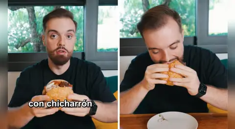 Ibai Llanos prueba por primera vez pan con chicharrón y queda fascinado con su sabor: "Es normal que haya ganado el 'Mundial de desayunos'"