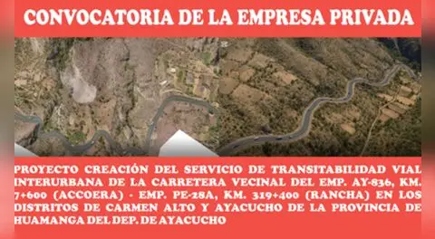 Convocatoria para el financiamiento y/o ejecución de proyecto de transitabilidad vial en Ayacucho