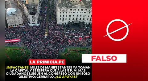 Esta imagen no muestra concentración de protesta de la 'Generación Z' en Plaza San Martín: fotografía es de manifestación contra Manuel Merino