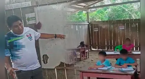 “Nuestros alumnos estudian sobre troncos”: docentes denuncian condiciones precarias en colegio de Condorcanqui