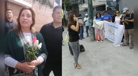 Dina Boluarte es respaldada por grupo violentista 'La Resistencia': los recibió en los exteriores de su casa