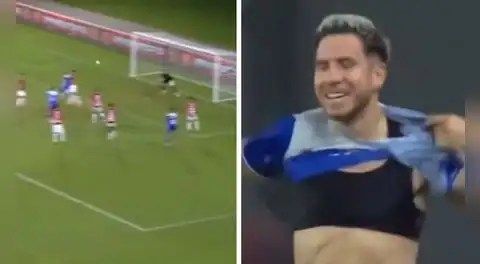 Adrián Ugarriza marcó el gol del triunfo para su equipo al último minuto, pero fue expulsado por celebrar quitándose la camiseta