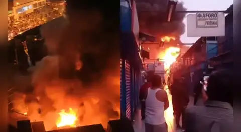Se registra incendio en galería de jr. Huanta, en Cercado de Lima cerca al Centro Comercial Paruro: al lugar llegan 27 unidades de bomberos