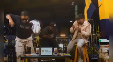 Jefferson Farfán, Luis Advíncula y Roberto Guizasola fueron sorprendidos por la explosión de una bombarda en pleno programa en vivo